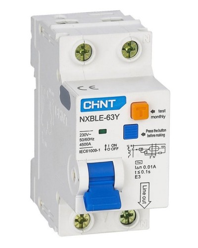 NXBLE-63Y (R) 1п+N C 6А 30мА электронный тип AC 4.5кА CHINT (105540). Автоматический выключатель дифференциального тока. CHINT в Коврове