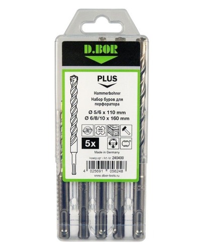 Набор буров SDS-plus V PLUS 5шт, 2-cutting (240400): Набор буров SDS-plus (5,6х110 мм; 6,8,10х160 мм) в Коврове