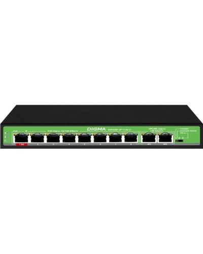 DSP208F-2F-T120 DSP208F-2F-T120 V1 (L2) 10х100Мбит/с 8PoE 8PoE+ 120W. Коммутатор с питанием по PoE. Digma в Коврове