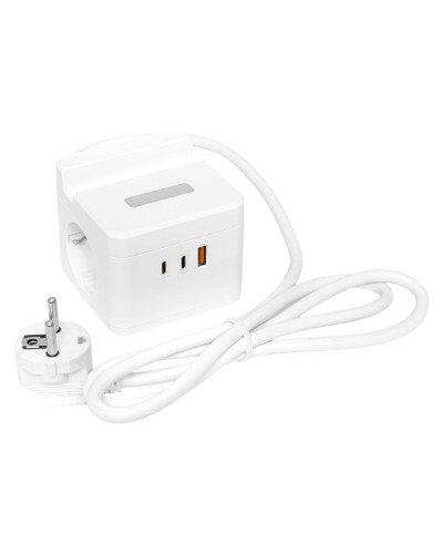 Удлинитель Куб 2 гнезда USB + 2Type C с быстрой зарядкой, подставкой под телефон и ночником 1,3 метра 1мм2. Удлинитель Куб. EKF в Коврове