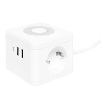 Удлинитель Куб 2 гнезда 2USB 2,4А+Type C + Ночник 1,3 метра 1мм2. Удлинитель Куб. EKF