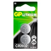 GP Lithium CR2032 (GP CR2032-2CRU2), упак. 2 шт. БЛИСТЕР. Литиевые дисковые батарейки. GP Batteries