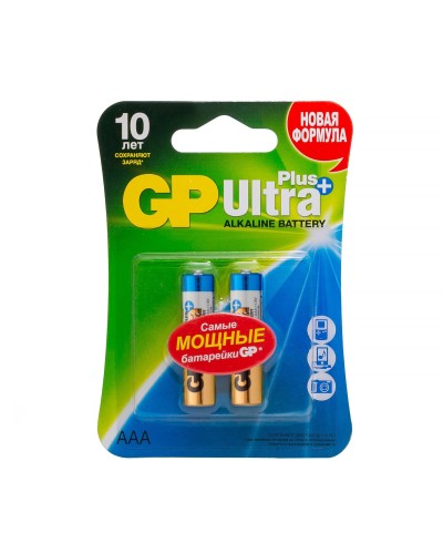 GP Ultra Plus Alkaline 24A AAA (GP 24AUP-2CR2), упак. 2 шт. БЛИСТЕР. Алкалиновые батарейки. GP Batteries в Коврове