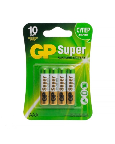 GP Super Alkaline 24A AAA (GP 24A-2CR4), упак. 4 шт. БЛИСТЕР. Алкалиновые батарейки. GP Batteries в Коврове