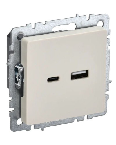Розетка USB A+C 18Вт РЮ11-1-БрКр бежевый BRITE (BR-U22-018-K10). Розетка USB. IEK в Коврове