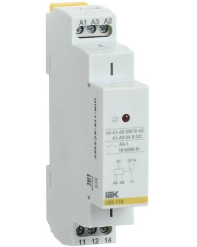 Реле промежуточное модульное OIR 1 контакт 16А 230В AC (OIR-116-AC230V). Реле промежуточное модульное. IEK в Коврове