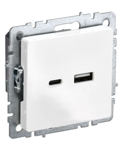 Розетка USB A+C 18Вт РЮ11-1-БрБ белый BRITE (BR-U22-018-K01). Розетка USB. IEK в Коврове