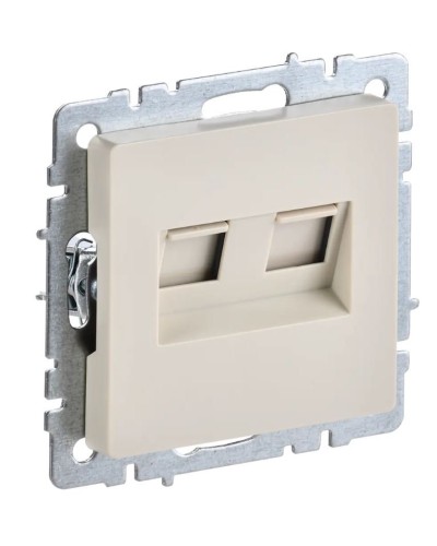 Розетка RJ45 РК10-2-БрКр кат.5E, бежевый BRITE (BR-K20-1-K10). Розетка компьютерная двойная. IEK в Коврове
