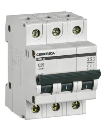 GENERICA ВА47-29 3P C 25А 4,5кА (MVA25-3-025-C). Автоматический выключатель. IEK в Коврове