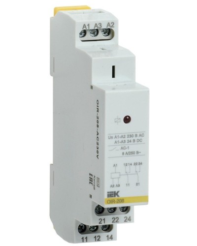 Реле промежуточное модульное OIR 2 контакта 8А 230В AC (OIR-208-AC230V). Реле промежуточное модульное. IEK в Коврове