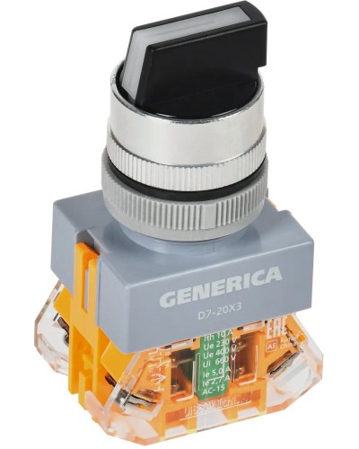 Переключатель D7-20X3 на 3 положения черный GENERICA (BSW50-20X3-3-21-3-K02-G). Переключатель. IEK в Коврове