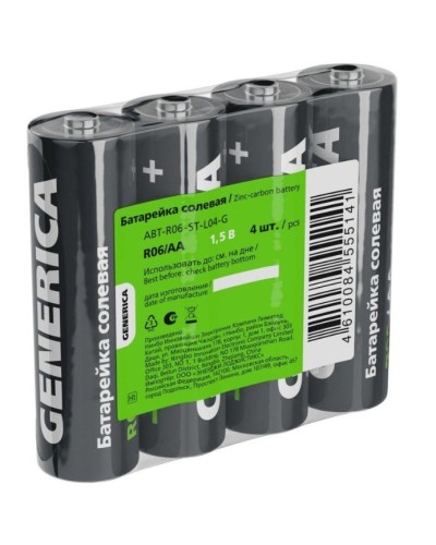 Батарейка солевая R06/AA GENERICA (4 шт) (ABT-R06-ST-L04-G). Батарейка солевая. IEK в Коврове