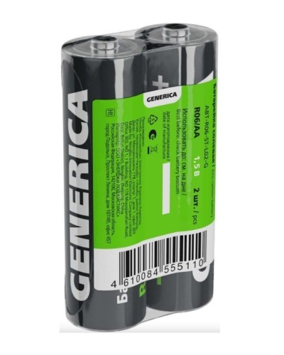 Батарейка солевая R06/AA GENERICA (2 шт) (ABT-R06-ST-L02-G). Батарейка солевая. IEK в Коврове