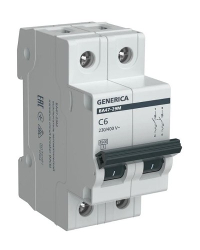 GENERICA ВА47-29М 2P C 6А 4,5кА (MVA21-2-006-C-G). Автоматический выключатель. IEK в Коврове