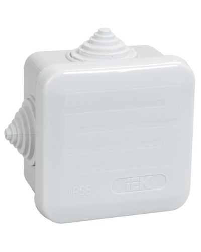 Коробка распаячная КМ41236 70х70х40 открытой проводки IP44 4 гермоввода серая (UKOZ11-070-070-040-K41-44). Коробка распаячная безгалогенная (HF) с защелкивающейся крышкой. IEK в Коврове