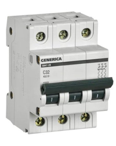 GENERICA ВА47-29 3P C 32А 4,5кА (MVA25-3-032-C). Автоматический выключатель. IEK в Коврове