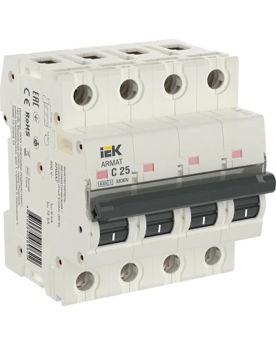 M06N 4P C 25А 6кА ARMAT (AR-M06N-4-C025). Автоматический выключатель. IEK в Коврове