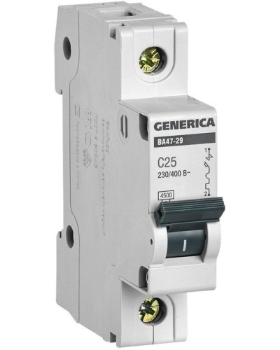 GENERICA ВА47-29 1P C 25А 4,5кА (MVA25-1-025-C). Автоматический выключатель. IEK в Коврове