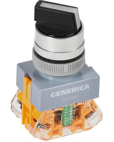 Переключатель D7-11X2 на 2 положения черный GENERICA (BSW50-11X2-3-21-2-K02-G). Переключатель. IEK в Коврове
