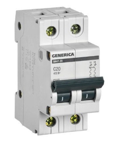GENERICA ВА47-29 2P C 20А 4,5кА (MVA25-2-020-C). Автоматический выключатель. IEK в Коврове
