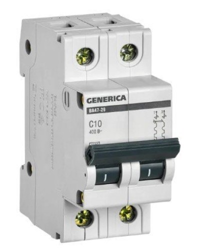 GENERICA ВА47-29 2P C 10А 4,5кА (MVA25-2-010-C). Автоматический выключатель. IEK в Коврове