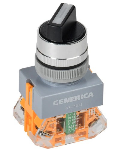 Переключатель D7-11X22 на 2 положения черный GENERICA (BSW50-11X22-3-22-2-K02-G). Переключатель с самовозвратом. IEK в Коврове