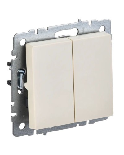Выключатель 2-клавишный проходной ВС10-2-6-БрКр бежевый BRITE (BR-V22-0-10-K10). Выключатель. IEK в Коврове