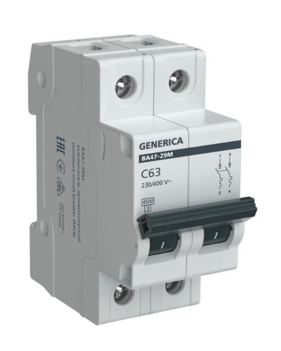 GENERICA ВА47-29М 2P C 63А 4,5кА (MVA21-2-063-C-G). Автоматический выключатель. IEK в Коврове