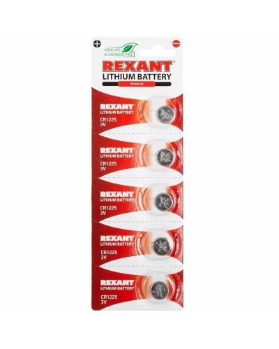 Литиевые батарейки CR1225 3 V 48 mAh (30-1103). Элемент питания. Rexant в Коврове