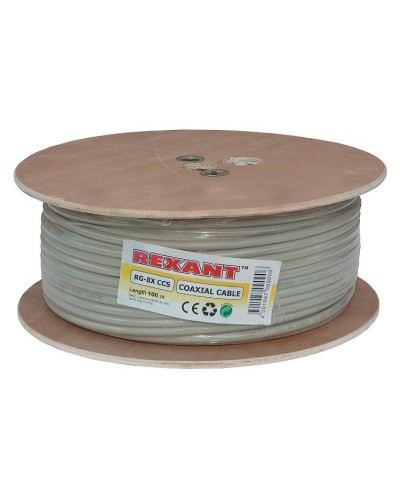 RG-8X, 50 Ом, CCS/Al/A, 75% (01-2021). Кабель коаксиальный радиочастотный. Rexant в Коврове