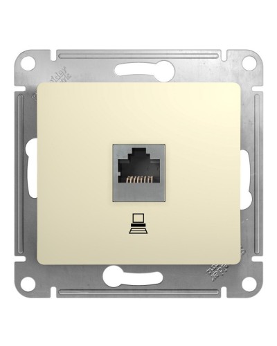 Glossa розетка RJ45 1-местная, кат. 5Е, скрытой установки, механизм, бежевый (GSL000281K). Розетка компьютерная. Systeme Electric в Коврове
