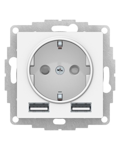AtlasDesign розетка 1-местная с 2 USB A+A, скрытой установки, механизм, белый (ATN000130). Розетка с USB. Systeme Electric в Коврове