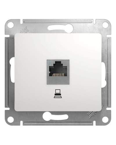 Glossa розетка RJ45 1-местная, кат. 5Е, скрытой установки, механизм, белый (GSL000181K). Розетка компьютерная. Systeme Electric в Коврове