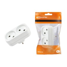 Блок на 2 гнезда 2П б/з плоский 6А 250B TDM (SQ1806-0025). Розетка. TDM ЕLECTRIC