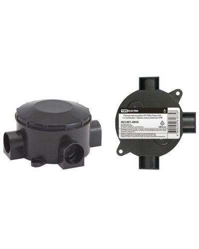 Распаячная коробка ОП D80х35мм, IP42, 3-х рожковая, черная TDM (SQ1401-4054). Распаячная коробка ОП. TDM ЕLECTRIC в Коврове