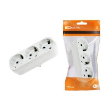 Блок на 3 гнезда 2П+З плоский 16А 250B TDM (SQ1806-0033). Розетка. TDM ЕLECTRIC