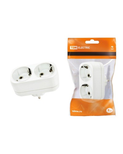 Блок на 2 гнезда 2П+З плоский 16А 250B TDM (SQ1806-0026). Розетка. TDM ЕLECTRIC в Коврове
