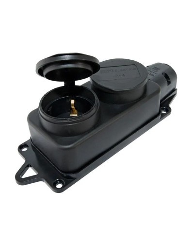 Розетка двухместная 2Р+РЕ 16А 250В IP44 (SQ0612-0010). Розетка двухместная с заглушками каучук. TDM ЕLECTRIC в Коврове