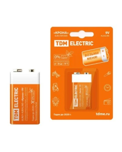 6LR61 Крона 9V BP-1 TDM (SQ1702-0013). Элемент питания. TDM ЕLECTRIC в Коврове