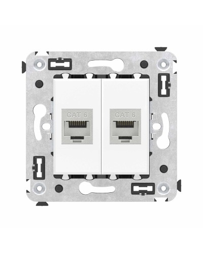 Розетка RJ-45 в стену, кат.6E, Avanti, двойная, белое облако (4400794). Розетка компьютерная модульная. ДКС в Коврове