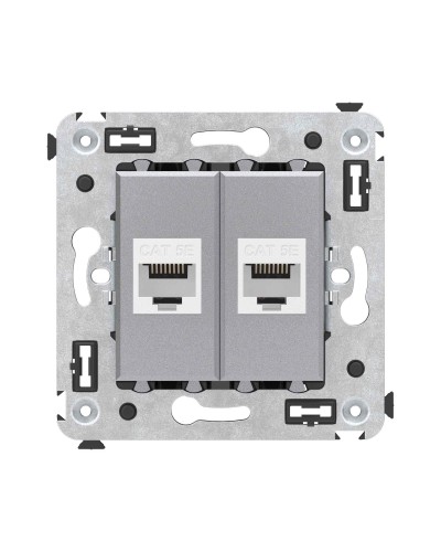 Розетка RJ-45 в стену, кат.5E, Avanti, двойная, закаленная сталь (4404664). Розетка компьютерная. ДКС в Коврове