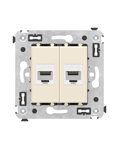 Розетка RJ-45 в стену, кат.5E, Avanti, двойная, ванильная дымка (4405664). Розетка компьютерная. ДКС в Коврове