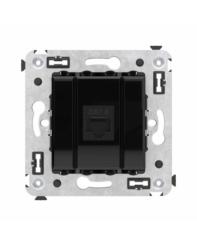 Розетка RJ-45 в стену, кат.6E, Avanti, одинарная, черный квадрат (4402693). Розетка компьютерная. ДКС в Коврове