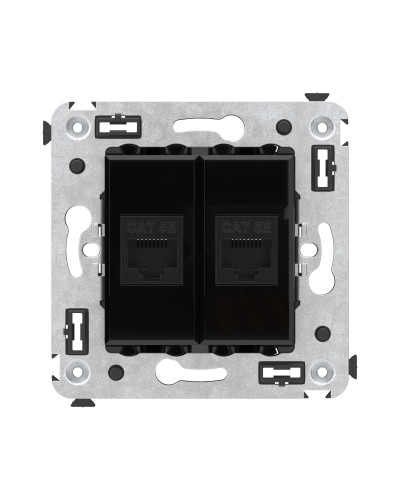 Розетка RJ-45 в стену, кат.5E, Avanti, двойная, черный квадрат (4402664). Розетка компьютерная. ДКС в Коврове
