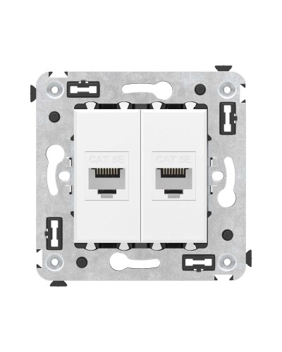 Розетка RJ-45 в стену, кат.5E, Avanti, двойная, белое облако (4400664). Розетка компьютерная. ДКС в Коврове