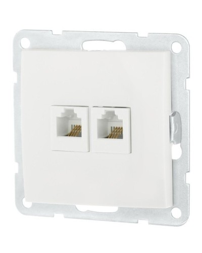 Розетка телефонная двойная 2xRJ-12 с накладкой, белый LK60 (865604-1). Розетка телефонная. Экопласт в Коврове