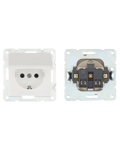 Розетка с з/к, шторками и крышкой, белый LK80 (843404-1). Розетка. Экопласт в Коврове