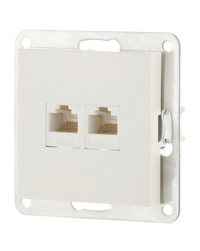 Розетка 2xRJ-45 кат.5е с накладкой, белый LK80 (846204-1). Розетка компьютерная двойная. Экопласт в Коврове
