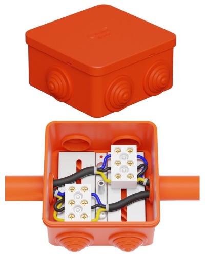 Коробка JBS080 85х85х50, 6 вых., 3P (0,15-10,0 мм²) (43301HF). Коробка монтажная, огнестойкая, без галогена. Экопласт в Коврове
